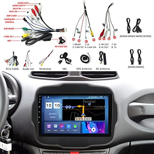 FBKPHSS Android 11.0 Rádio 2 DIN Rádio para Jeep-Renegade 2014-2018, Sat Navi GPS Transmissor 10,2 polegadas MP5 Multimedia