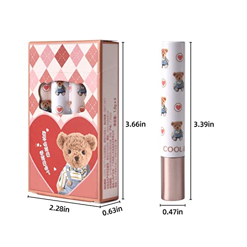 Bear batom de 4 peças batom de temperamento polarizado Velvet Lip Gloss Lipstick Conjunto de batom de longa duração para mulheres e meninas brilho labial brilhante