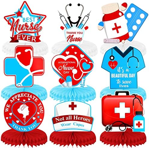 9 Peças Decorações de festas de enfermagem Tabela Central Pieces Enfermeira Decorações de festas da semana Agradeço enfermeiras