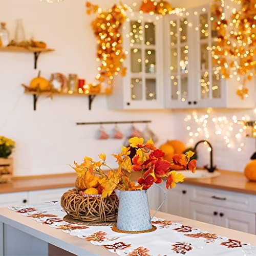 15 x 70 polegadas de outono corredor para tabela bordada folhas de bordado tabela corredor de tabela de outono tampa de mesa artesanal para o outono e decoração de festa de ação de graças