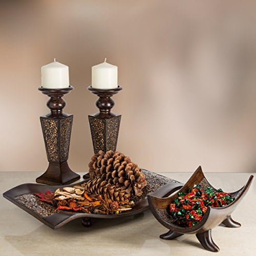 Aromas criativos Schonwerk Pillar Veller Conjunto de 2- Design de mosaico estalado- Decorações de mesa funcionais- peças centrais para jantar/sala de estar- melhor presente de casamento
