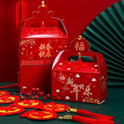 CRTIIN 24 PCS PCS Ano novo chinês Favor de caixas Lunar Ano Novo Caixas de presente Trate Goodie Candy Favor