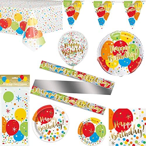 Guardanapos de papel de almoço de aniversário exclusivos, 6,5 x 6,5, multicolor