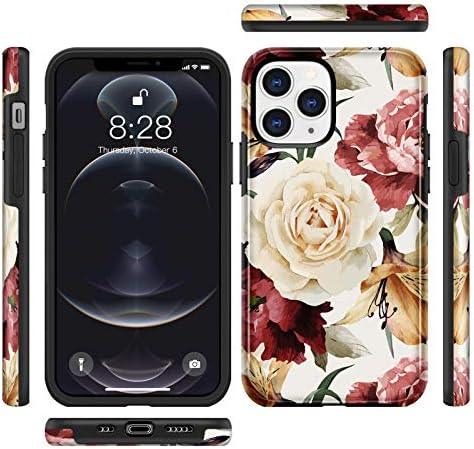 Caixa de maxcury para iPhone 12 Pro Max Case, capa protetora de flores para mulheres e meninas, lotes dourados à prova de choque com casos de telefone para chumbo de borracha de silicone para iPhone12Promax 6,7 polegadas