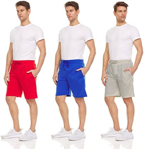 Shorts de lã de lã de lã de lã premium de 3 pacote- Athletic Activewear Short com bolsos- shorts de suor para esportes, academia, exercícios