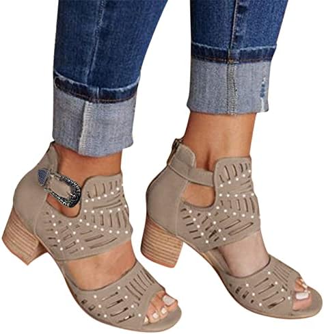 Sapatos Fupinoded para sandálias femininas, sapatos de sandálias femininos confortável andando strass arremessos abertos sandálias