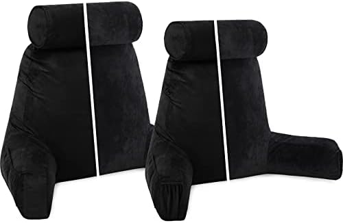 Combo de travesseiro do marido - travesseiro de encosto com braços: xxl estável preto e médio estável preto - aspen memória