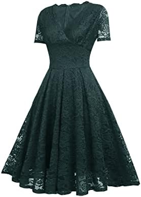Vestido de primavera e verão para mulheres 2023 Lace Mangas curtas Vestido de festa Cocktail Ballgwn Dress Vintage Dress #