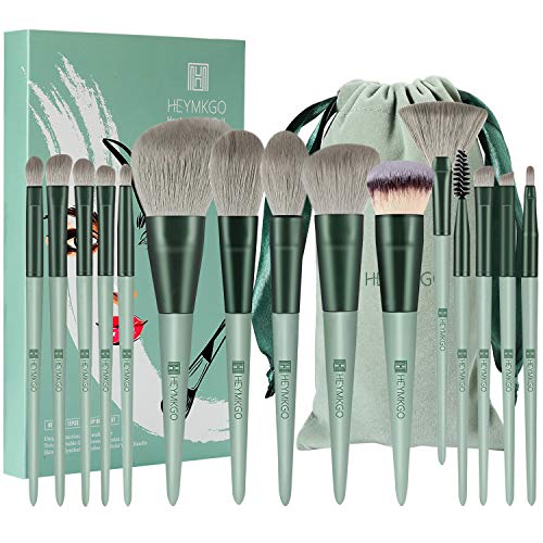 Bruscos de maquiagem Heymkgo - 11pcs de pincel de maquiagem conjunta premium cerdas sintéticas Handelim cônico Kabuki Fundação pincéis