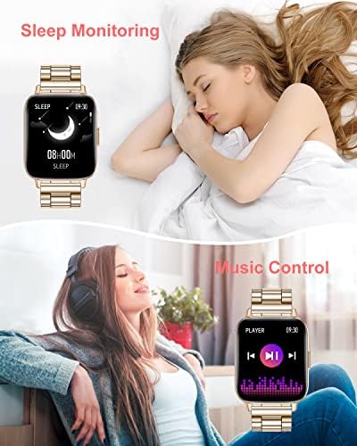 Lige Smart Watches for Women, rastreador de fitness de 1,69 HD com chamadas de marca/resposta Pressão arterial/freqüência cardíaca/rastreador