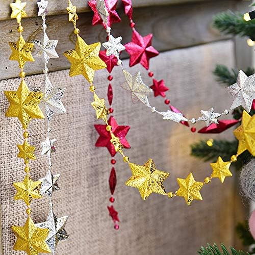 Vpang estrela as pérolas Garland de cordas para Natal, Valentine, Exposição, Casamento, Festa, Artesanato DIY, decoração em casa, 106 polegadas
