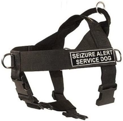 DT Universal No Pull Dog Arness, Cão de serviço de alerta de apreensão, preto, grande, se encaixa no tamanho: 31 polegadas a 42