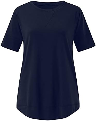 Camisetas Casuais Casuais Próximas para Mulheres Camisas de Manga Curta Redonda Túnicas de Bainha Summer Loue