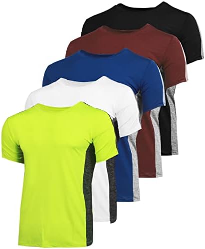 Brooklyn vertical masculino de 5-pacote de pacote rápido Dry Wicking ativo atlético Performance T-shirt