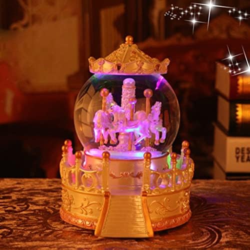 Dlvkhkl Carrossel Crystal Ball Box Decorações Fantasia Flutuante Neve Octave Box Girl Birthday Gift Christmas
