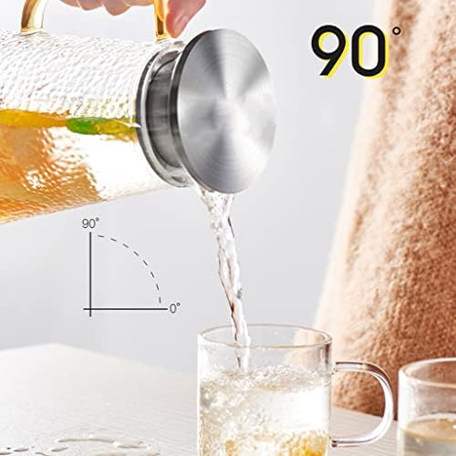 Jarra de água de vidro com tampa de tampa de 1,3l/44 onças de borossilicato de calor para bebidas caseiras de suco de café com chá de café lava -louças