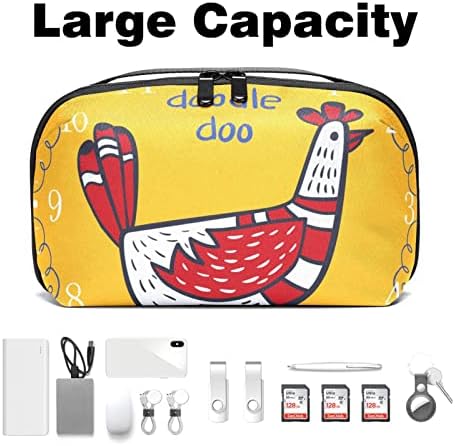 Carteira de bolsa de bolsa de viagem de caixa de transporte de caixa de transportar carteira de bolso para organizador de cabo USB, carteira de galinha, animal de desenho animado