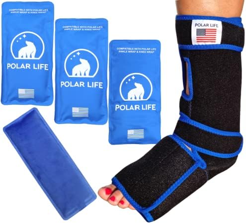 Vida Polar Life tornozelo ICE Pack Pack & Foot Ice Pack | Terapia com embalagem quente e fria do tornozelo e pé para tendinite de Aquiles, fascite plantar, entorse de tornozelo, esporão de calcanhar e bursite | Bonus Ice Pack incluído