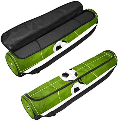 Bolsa de transportadora de tapete de ioga com alça de ombro Campo verde do futebol, 6,7x33.9in/17x86 cm de ioga bolsa de ginástica bolsa de praia