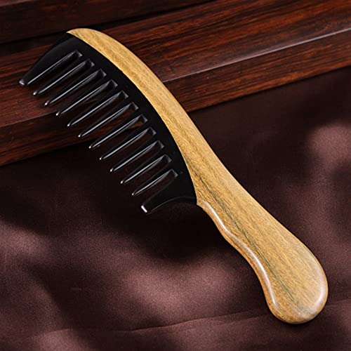 Pente de madeira de depila pente de madeira, sândalo verde, portátil doméstico, massagem espessa, pente de chifre de boi, cabelo