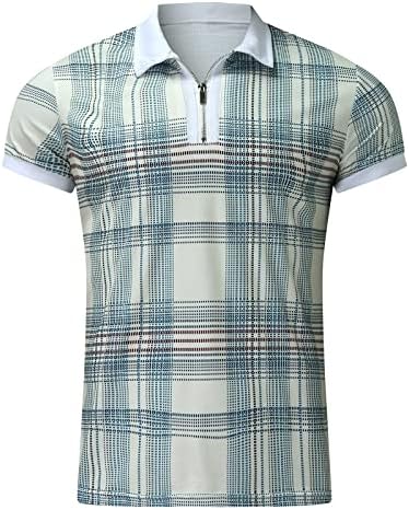 Camisa pólo de manga curta masculina estampada zip up slim fit shirts tops moda moda projetada clássica camisetas de corte clássicas