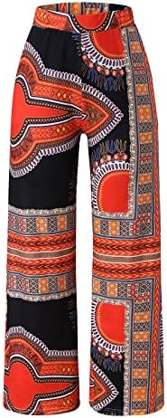 Mmknlrm Dashiki Calças de impressão africana para mulheres Pontas de perna larga Casual Cantura alta Palazzo Lounge Workout Yoga Pants