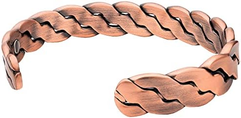 Pulseira magnética de cobre puro Magnetrx® - pulseiras magnéticas de cobre para homens - manguito ajustável + caixa de presente