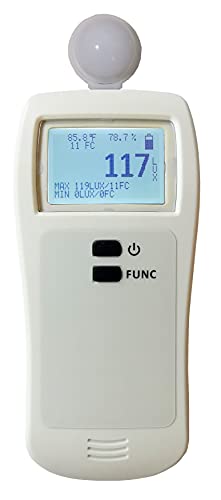 Medidor de iluminação digital portátil, medidor de luz, CIE Photopic, 0-188.000 luxmeter com temperatura, hold dates, max/min, unidades Lux & FC