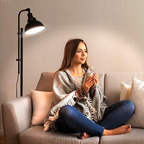 Brightech Dylan Industrial Floor Lamp para salas de estar e escritórios, luminária de piso LED brilhante - encantadora lâmpada de piso