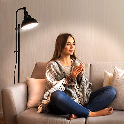 Brightech Dylan Industrial Floor Lamp para salas de estar e escritórios, luminária de piso LED brilhante - encantadora lâmpada de piso da fazenda, lâmpada de cabeça ajustável para leitura do quarto, decoração deslumbrante da sala