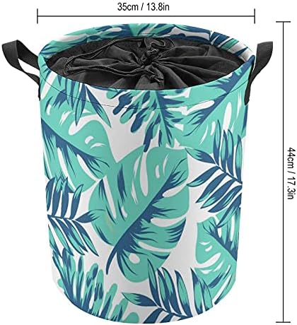Licença tropical Sacos redondos de lavanderia cesta de armazenamento de cesto à prova d'água com alças e tampa de fechamento