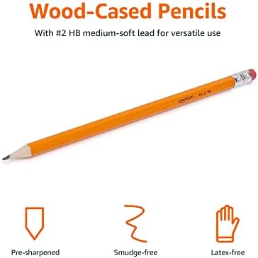 Basics com base no madeira #2 lápis, pré -encharcado, caixa de chumbo HB de 150, caixa a granel