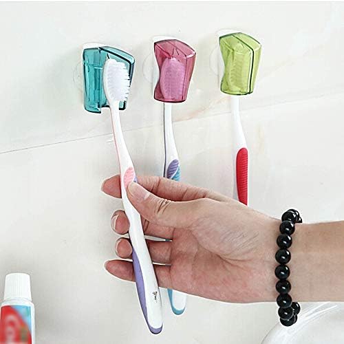 Caixa do porta -escova com copo de sucção, 3 PCs de escova de dentes de parede com capa de capa, porta -escova de dentes do banheiro