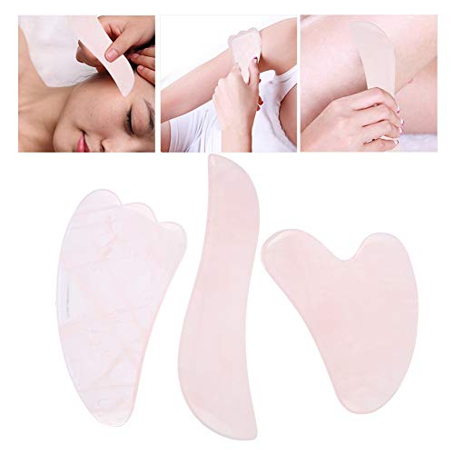 Ferramentas de massagem facial - raspando placas de placas gua sha sha placa rosa natural massageador de rosto para
