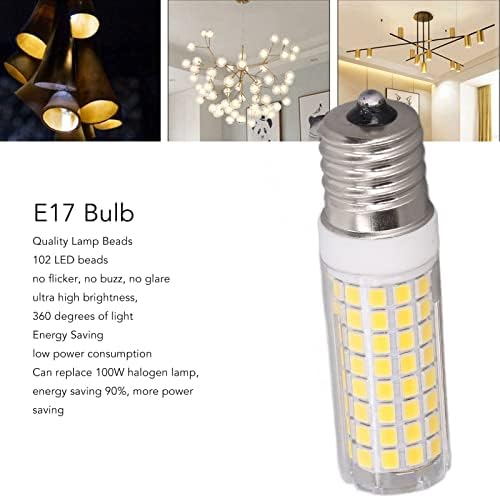 LED E17 LED Bulb, nova lâmpada E17 atualizada, preenchimento 9W, lâmpada de halogênio de 75W equivalente, 1180lm, AC 120V