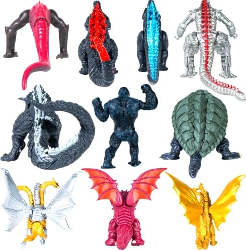 Conjunto de 10 Godzilla vs Kong Toys, Godzilla Action Figures Dinosaur Shin Ultima gamera ghidorah Skull Crawler Destoroyah Mecha Mecha Mechagodzilla, Bolsa de Carry