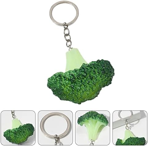 Abaodam Chain Chain Keychain Verde Chaves Verde Chave de Alimentos Fake Alimentos Brócolis Adorável Modelo Chave de