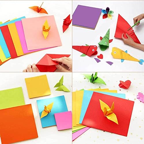 Kit de papel de origami, 100 folhas de papel de origami 8 x 8 polegadas de cor de dupla face 10 cores vívidas papel de