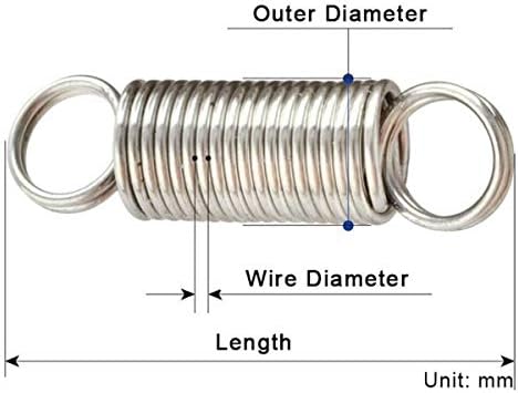 Conjunto de mola 10pcs gancho duplo diâmetro externo 5 mm Pequeno expansão do fio da mola de tensão diâmetro 0. Acessórios de hardware de 5 mm 304 inoxidável 0. 5 x 5 x 25 mm mola mola