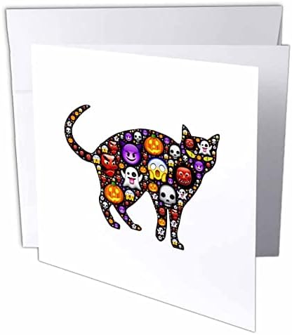 3drose Halloween - Uma imagem de um gato cheio de fantasmas, monstros. - Cartões de felicitações