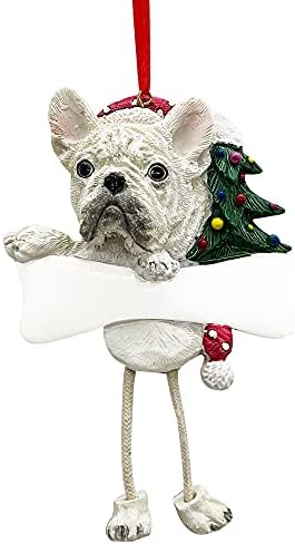 Ornamento de Bulldog Francês com ornamento de Natal exclusivo de pernas pendentes e facilmente personalizado