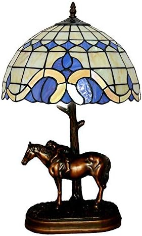 Lâmpada de mesa antiga de Tiffany 12 Lâmpada de cabeceira do quarto Tiffany Lamp de mesa de manchado simples lâmpada de vidro
