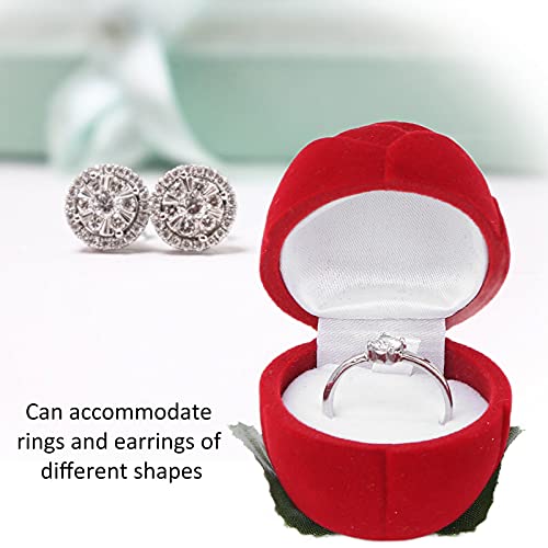Caixa de anel, caixa de anel de anel em polpa de rosa vermelha Brios portáteis de colar Caixa de presente, Brincos