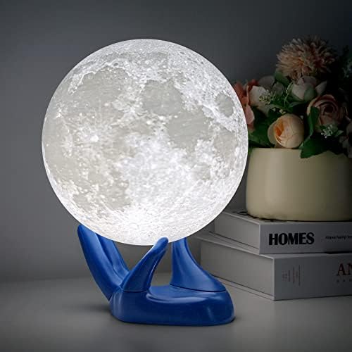 Lâmpada da lua de Brightworld, 3D Impressão Lua Luz 4.7in Night Light Cool Lamp Lunar Lamp com Stand de madeira e controle de toque e USB recarregável, lua noturna luz para crianças meninos amigas amantes mulheres mulheres mulheres