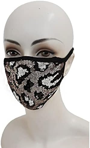 Máscara de lantejous de lantejoulas de estampa de animal com leopardo prateado com forro confortável