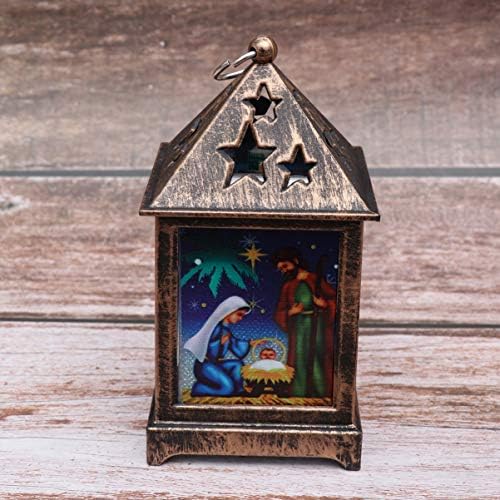 Lanterna de 2pcs 2pcs, árvore operada por Natal decorativa de natal decoração de boneco de neve de lanterna Lanterna Lareira de jardim Recosiva iluminada para lâmpada, mesa de Natal decorativa pendurada neve Jesus