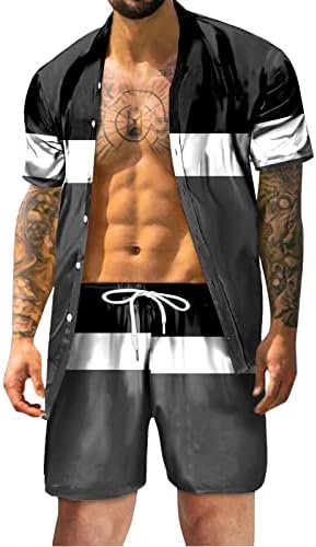 Yalfjv masculino de verão lazer Hawaii Seaside Beach Praia Digital Impressão 3D Camisa curta Camisa shorts Man Suit