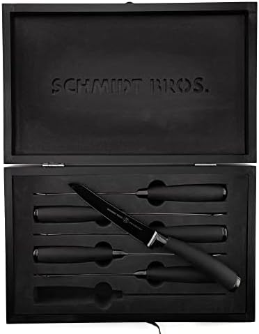 Schmidt Brothers - Titan 22 Série de 6 peças Jumbo Steak Knife Set, talheres inoxidáveis ​​alemães de alto carbono em uma caixa de presente de madeira