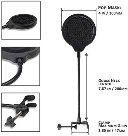 Arm de microfone com capa de microfone Filtro Pop Filterhield e 2 Windscreen de espuma para azul yeti e Yeti Pro