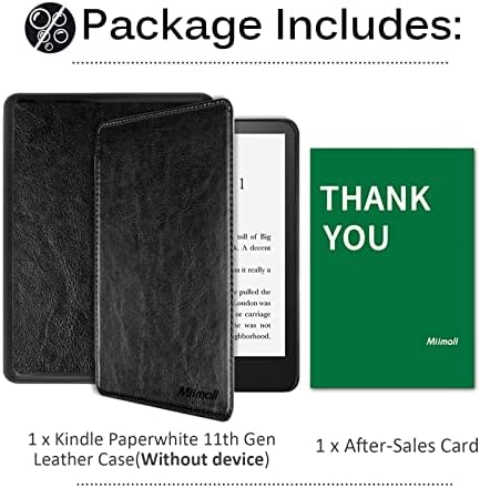 Miimall Compatível com Kindle Paperwhite 11ª geração 2021 Caso de couro com estampa de couro com correia de mão para